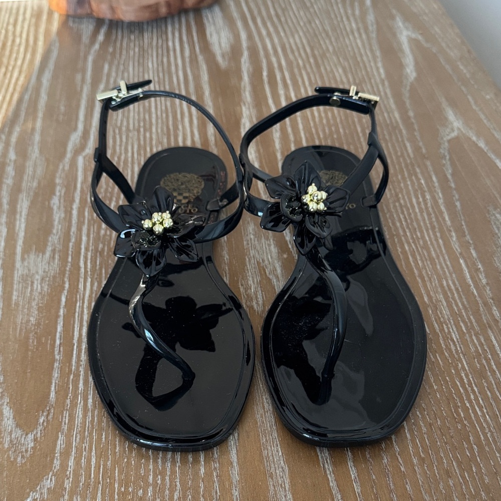 Vince Camuto Patent Leather Black Sandals - Picture 2 of 4